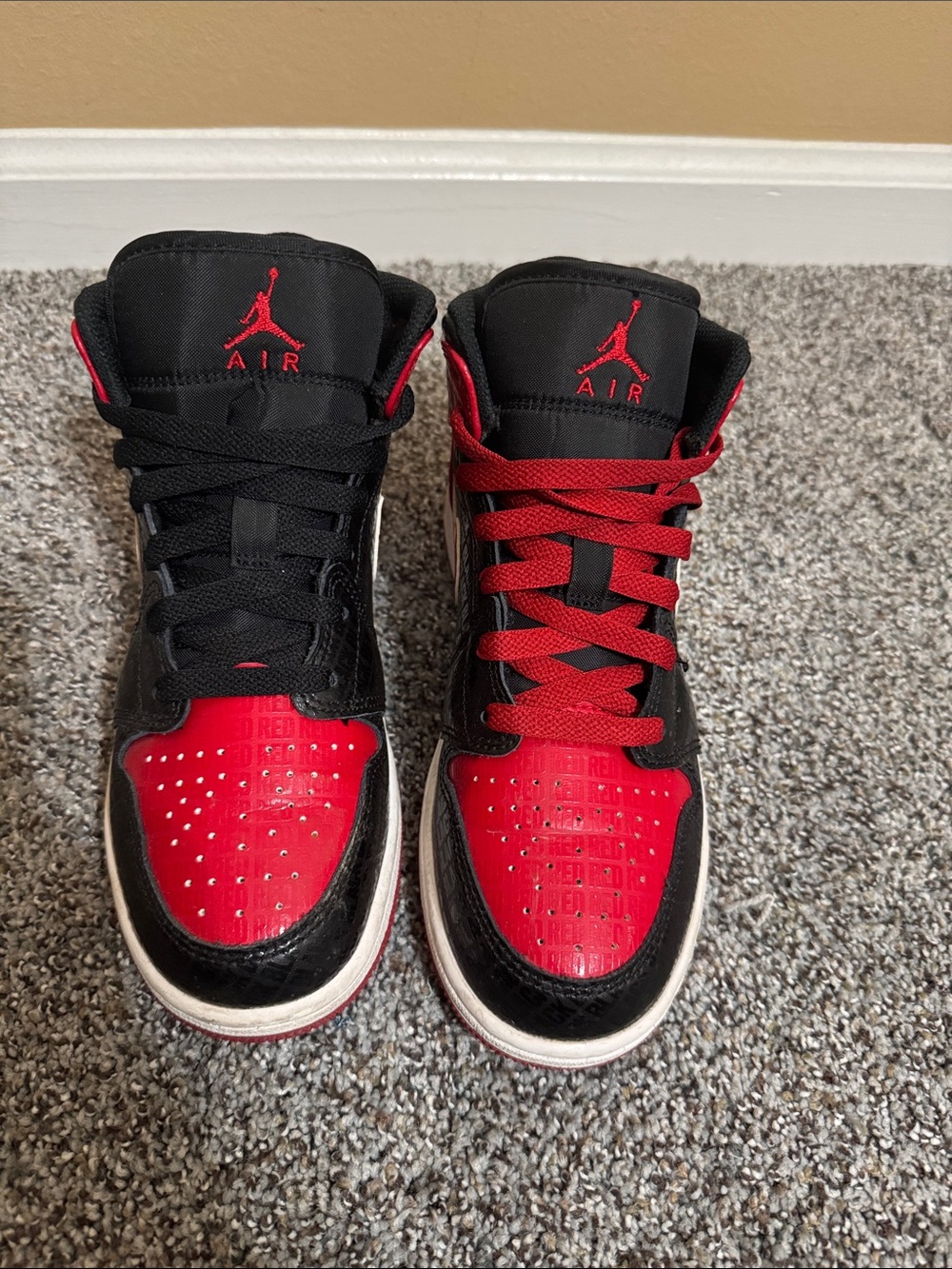 Jordan Kids High-Top Sneakers in Black and Red